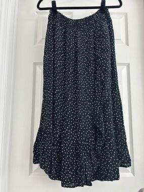 Women's Danish Brand Black Polka Dot Midi Skirt